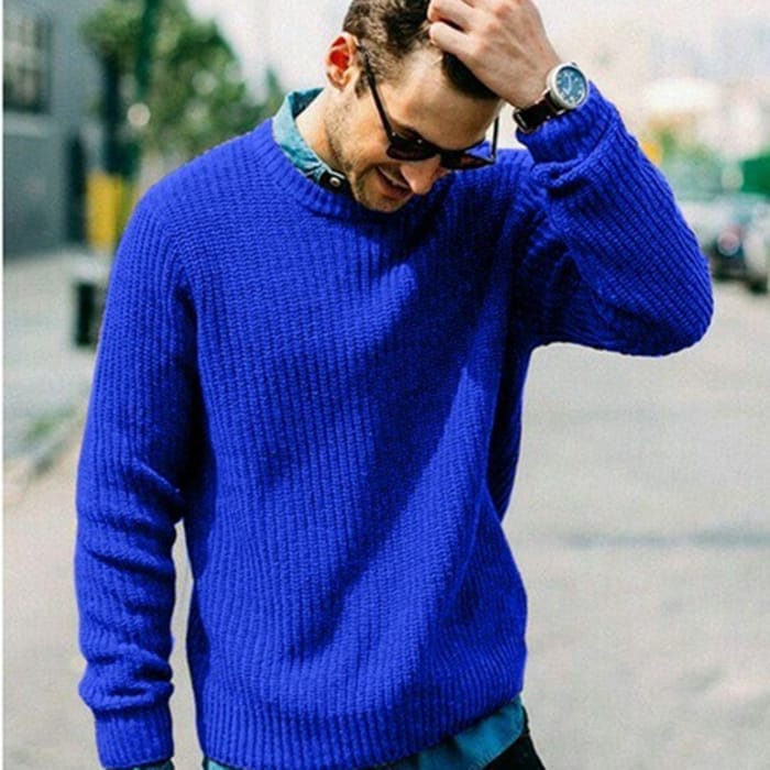 Wholesale S-3XL Men Round Neck Solid Color Knitwear