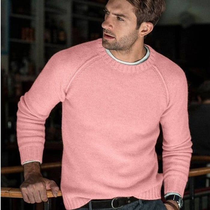 Wholesale S-3XL Men Casual Style Round Neck Solid Color Knitwear