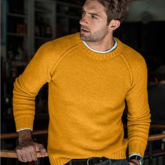 Wholesale S-3XL Men Casual Style Round Neck Solid Color Knitwear