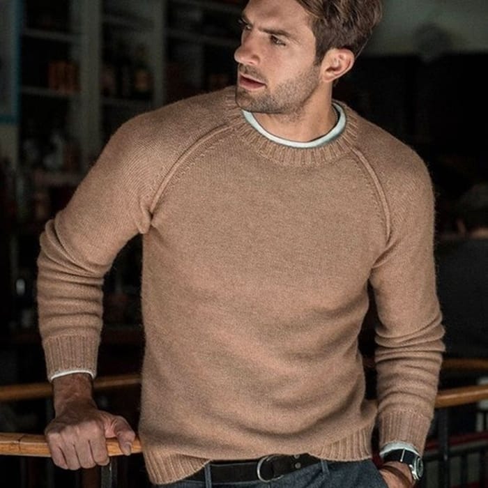 Wholesale S-3XL Men Casual Style Round Neck Solid Color Knitwear