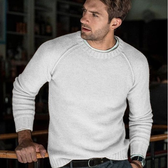 Wholesale S-3XL Men Casual Style Round Neck Solid Color Knitwear