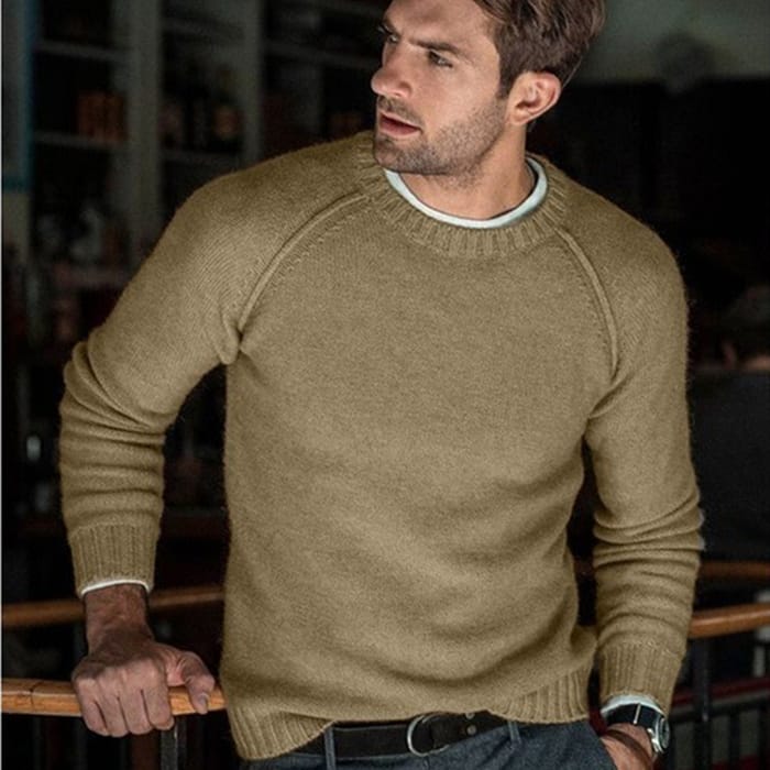 Wholesale S-3XL Men Casual Style Round Neck Solid Color Knitwear