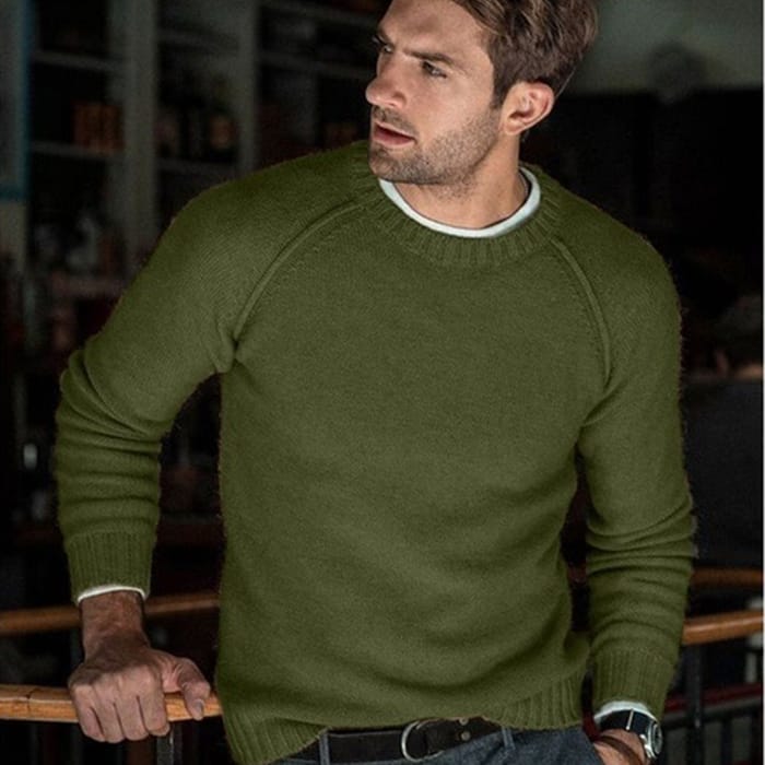 Wholesale S-3XL Men Casual Style Round Neck Solid Color Knitwear