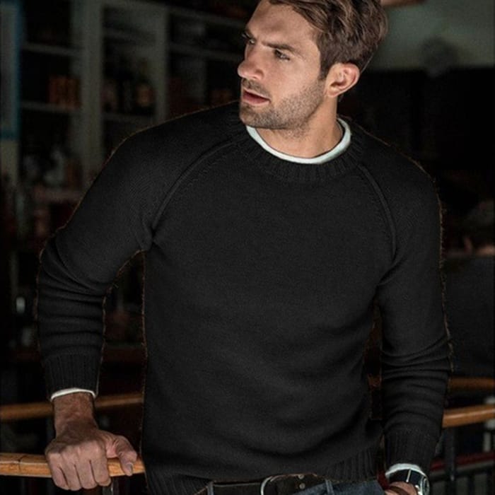 Wholesale S-3XL Men Casual Style Round Neck Solid Color Knitwear