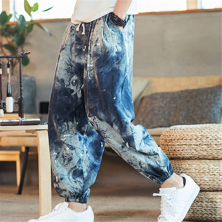 Wholesale M-5XL Men Fashion Plus Size Tie-dye Loose Pants