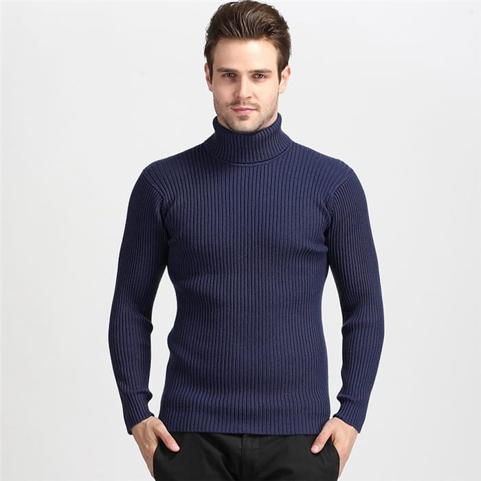 Wholesale S-3XL Men Fashion Solid Color Turtle Neck Long Sleeve Knitwear