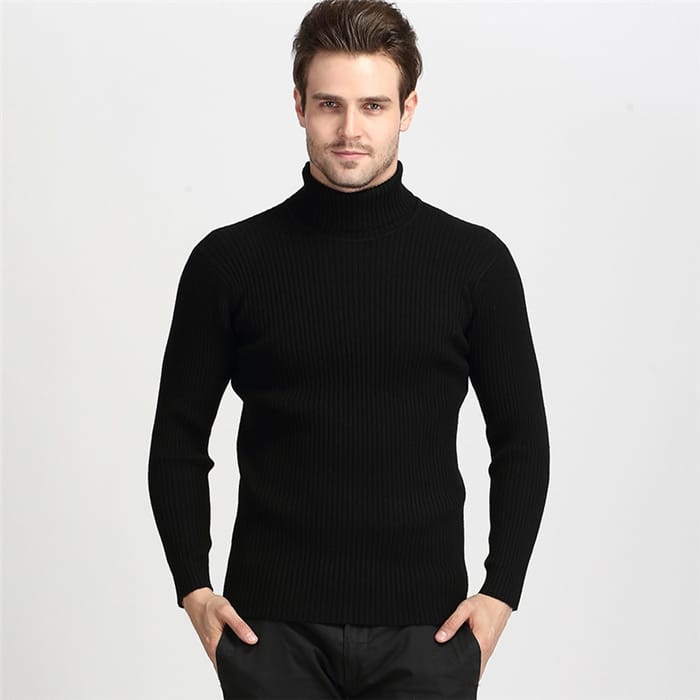 Wholesale S-3XL Men Fashion Solid Color Turtle Neck Long Sleeve Knitwear