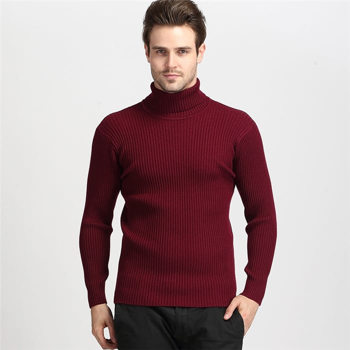 Wholesale S-3XL Men Fashion Solid Color Turtle Neck Long Sleeve Knitwear