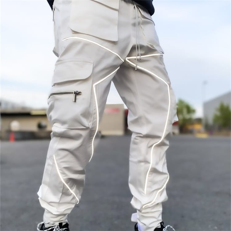 Wholesale M-3XL Men Casual Multi-Pocket Color Blocking Pants