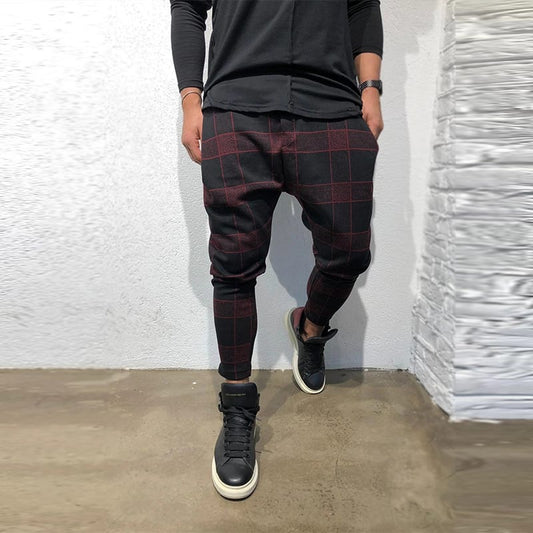 Wholesale M-3XL Men Fashion Plaid Printed Sport Pants