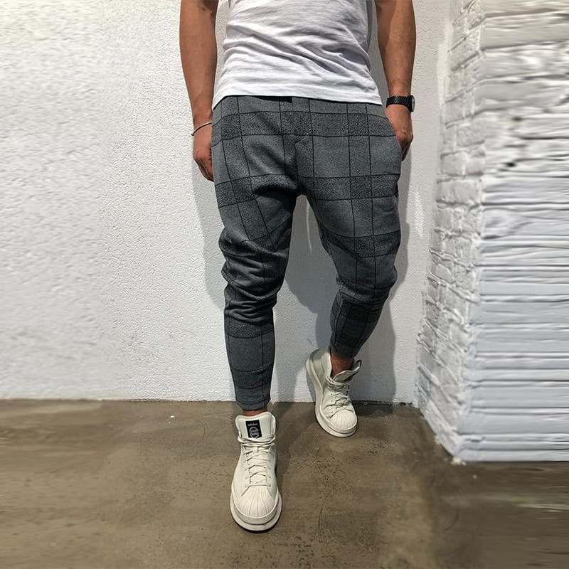 Wholesale M-3XL Men Fashion Plaid Printed Sport Pants