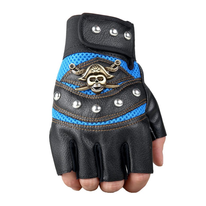 Wholesale Unique Punk Style Skull Decoration Half-finger Gloves