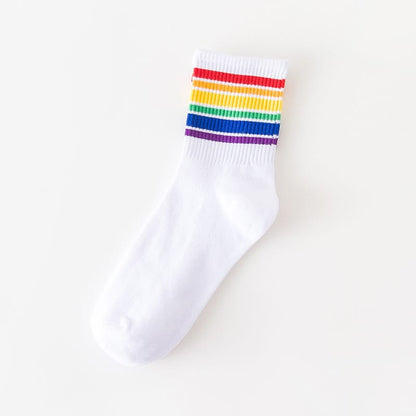 Wholesale Fashion Color Striped Breathable Cotton Socks