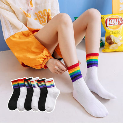 Wholesale Fashion Color Striped Breathable Cotton Socks