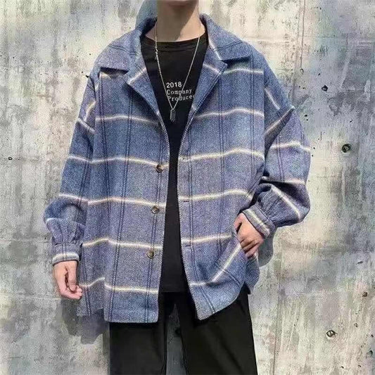 Wholesale S-3XL Men Fashion Plaid Printing Single-Breasted Coat