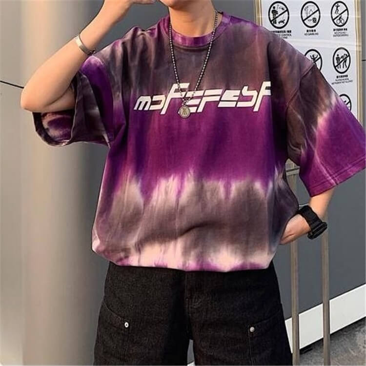 Wholesale M-2XL Men Fashion Tie-dye Printed Rond Neck T-shirt