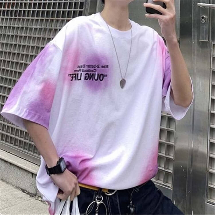 Wholesale M-2XL Men Fashion Tie-dye Printed Rond Neck T-shirt