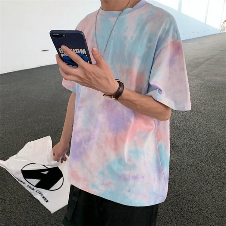 Wholesale M-2XL Men Fashion Tie-dye Printed Rond Neck T-shirt