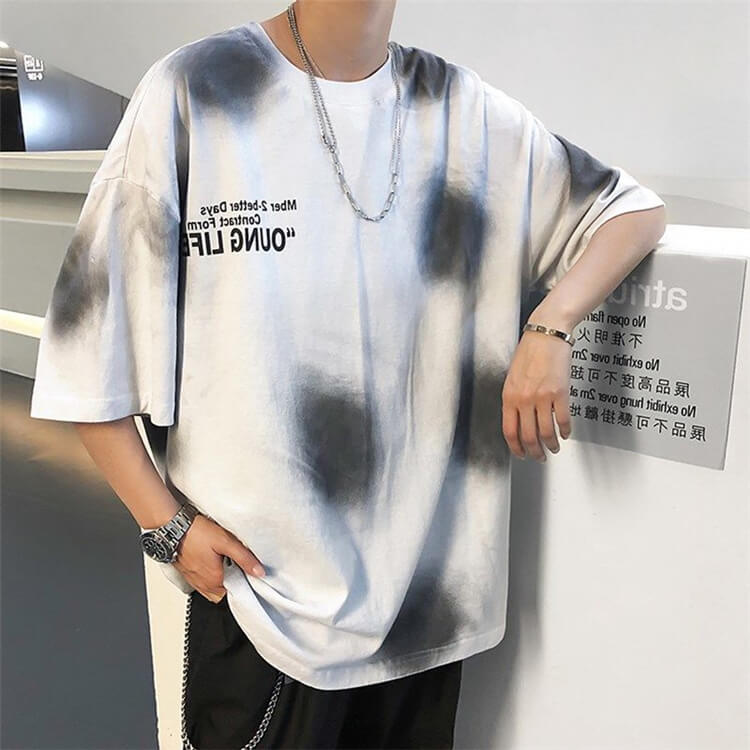 Wholesale M-2XL Men Fashion Tie-dye Printed Rond Neck T-shirt