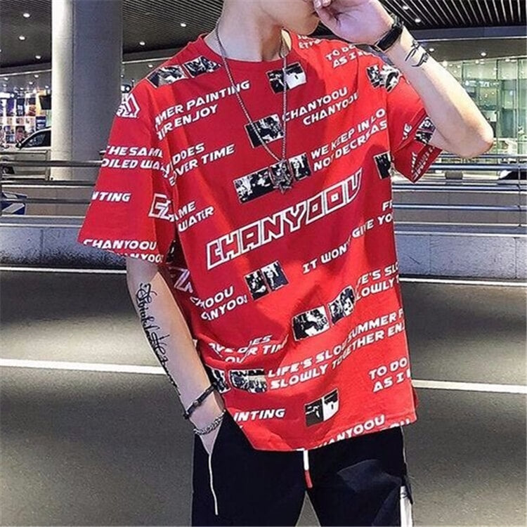 Wholesale M-2XL Men Creative Graphic Printing Round Neck T-shirt