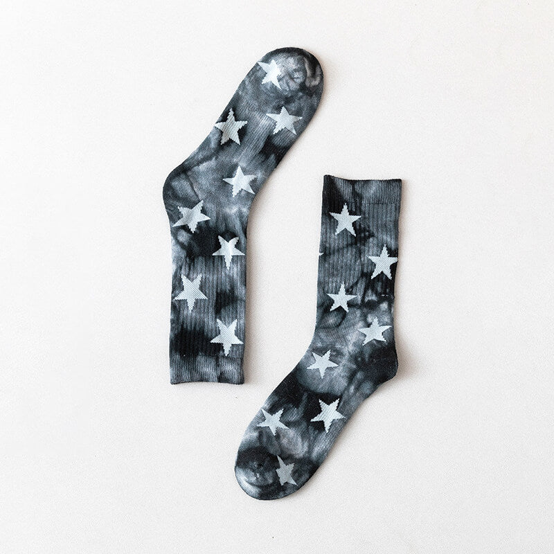 Wholesale Fashion Pentagram Pattern Tie-dye Design Breathable Socks