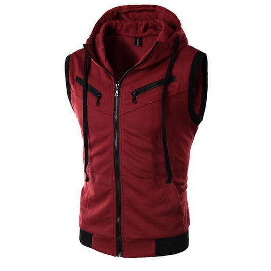 Wholesale M-4XL Men Casual Zipper Hooded Vest