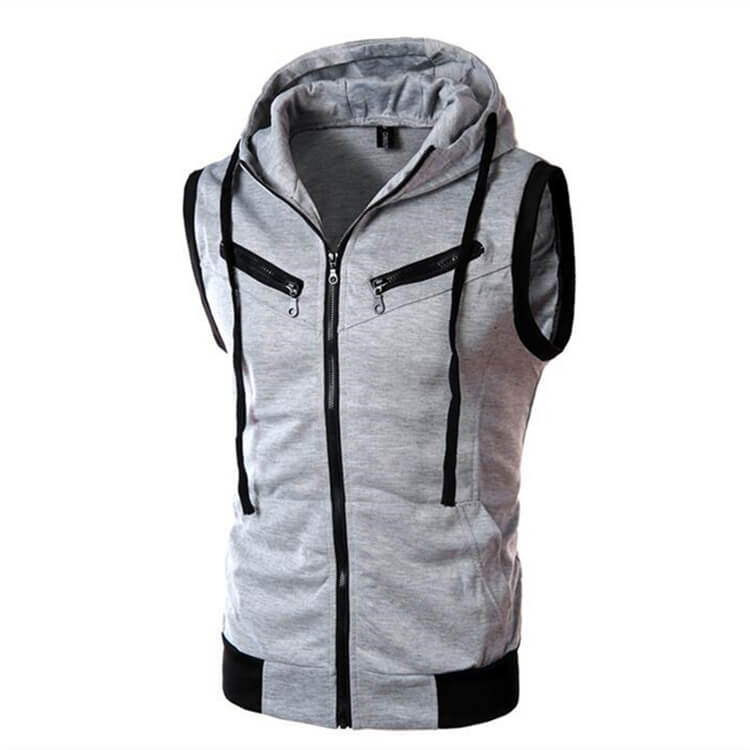 Wholesale M-4XL Men Casual Zipper Hooded Vest