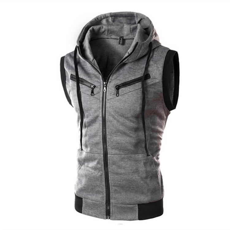 Wholesale M-4XL Men Casual Zipper Hooded Vest