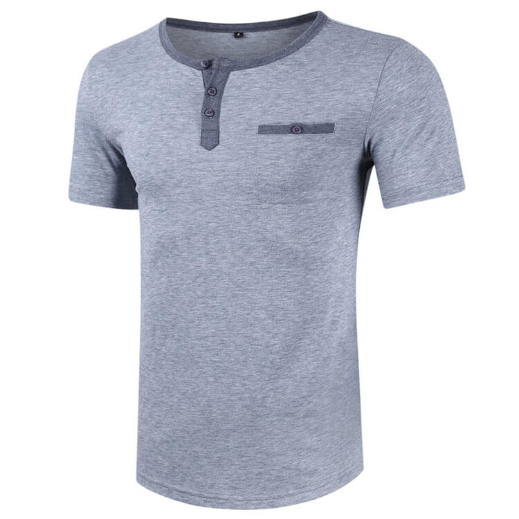 Wholesale S-2XL Men Fashion Solid Color Round Neck Pocket T-shirt