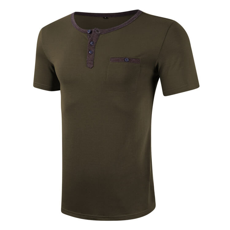 Wholesale S-2XL Men Fashion Solid Color Round Neck Pocket T-shirt