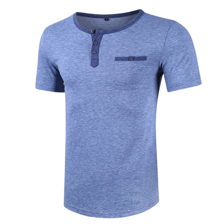 Wholesale S-2XL Men Fashion Solid Color Round Neck Pocket T-shirt