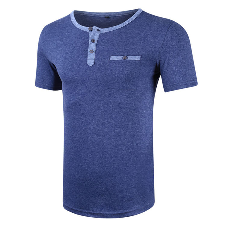 Wholesale S-2XL Men Fashion Solid Color Round Neck Pocket T-shirt