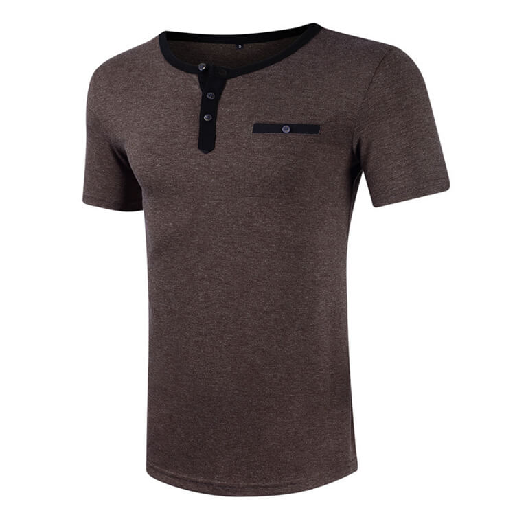 Wholesale S-2XL Men Fashion Solid Color Round Neck Pocket T-shirt