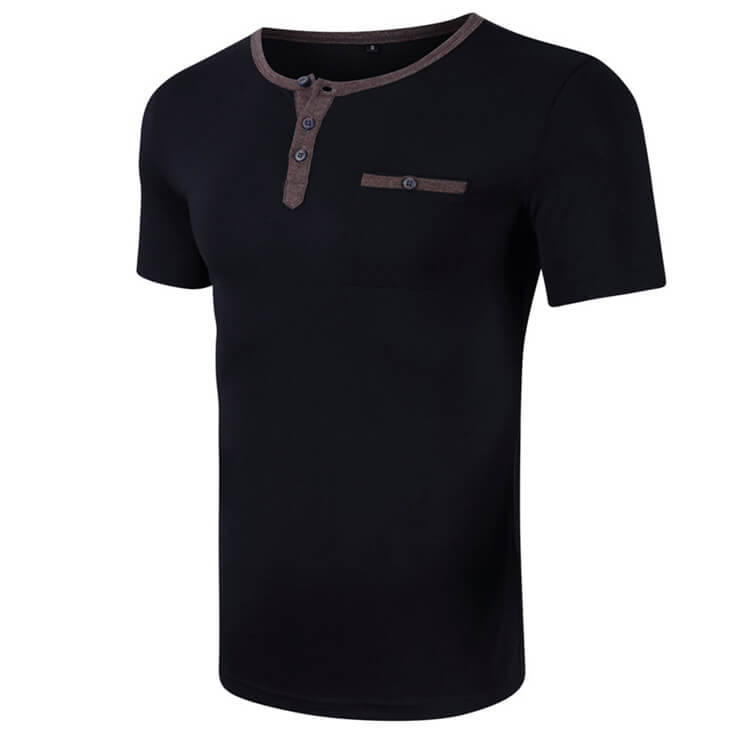 Wholesale S-2XL Men Fashion Solid Color Round Neck Pocket T-shirt