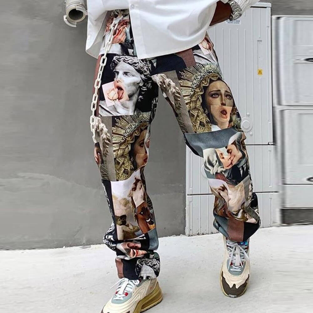 Wholesale S-3XL Men Fashion Graphic Printed Loose Pants