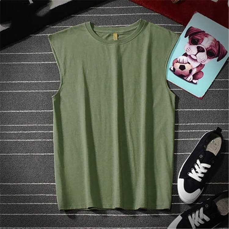 Wholesale S-5XL Men Fashion Solid Color Round Neck Tank