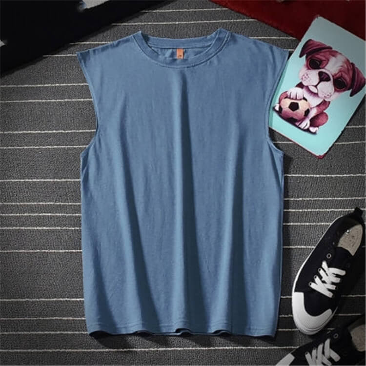 Wholesale S-5XL Men Fashion Solid Color Round Neck Tank