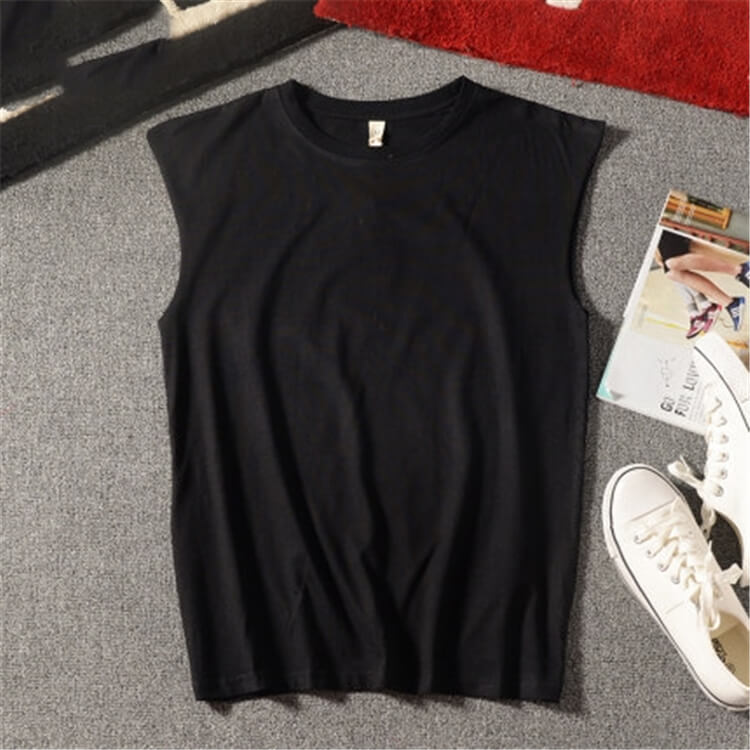 Wholesale S-5XL Men Fashion Solid Color Round Neck Tank