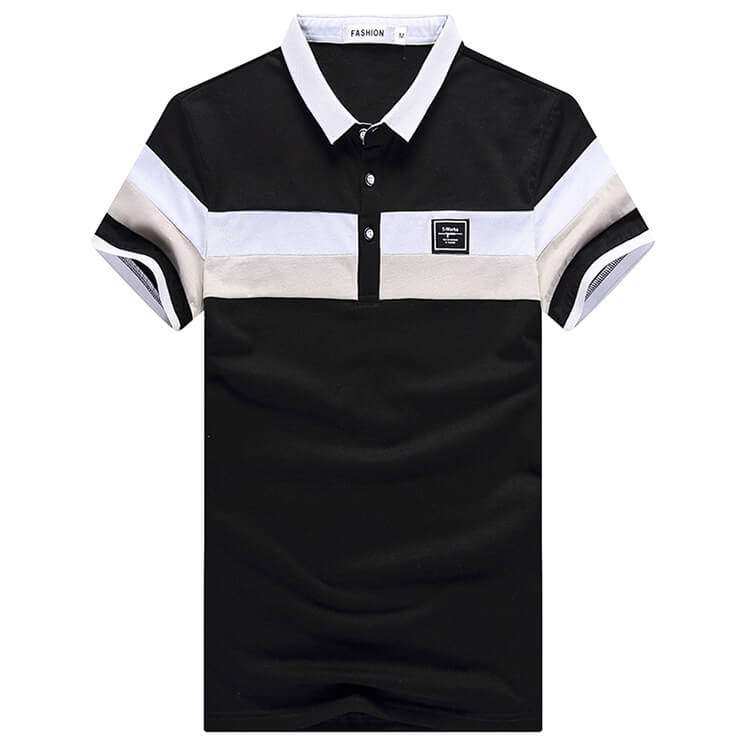 Wholesale M-6XL Men Casual Color Blocking Loose Lapel Polo Shirt