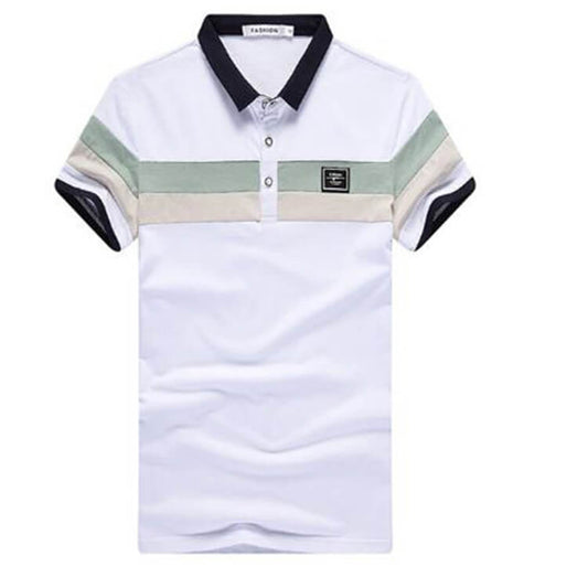 Wholesale M-6XL Men Casual Color Blocking Loose Lapel Polo Shirt