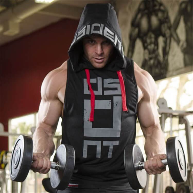 Wholesale M-2XL Men Fashion Letter Printed Sleeveless Hooded Tank