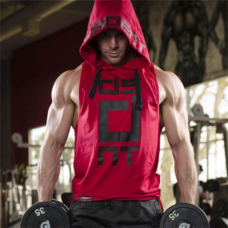 Wholesale M-2XL Men Fashion Letter Printed Sleeveless Hooded Tank