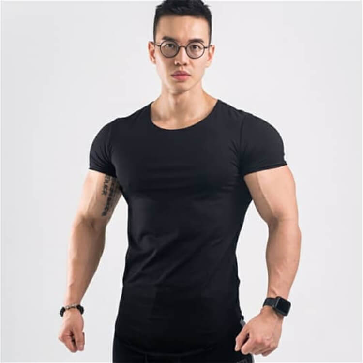 Wholesale M-2XL Men Fashion Loose Breathable Arc Hem Sport T-shirt