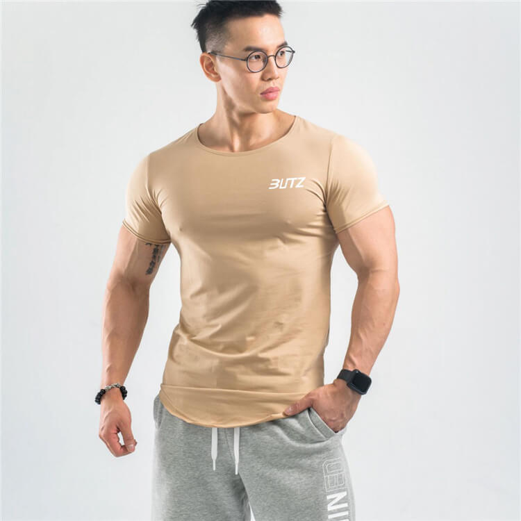 Wholesale M-2XL Men Fashion Loose Breathable Arc Hem Sport T-shirt