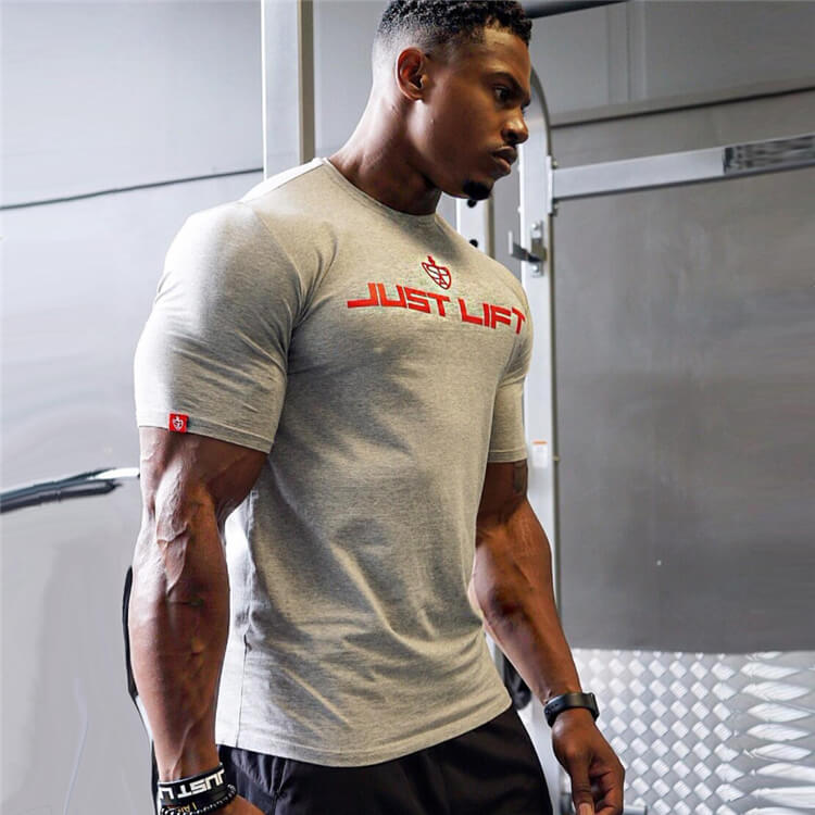 Wholesale M-2XL Men Fashion Letter Printed Round Neck Breathable Sport T-shirt