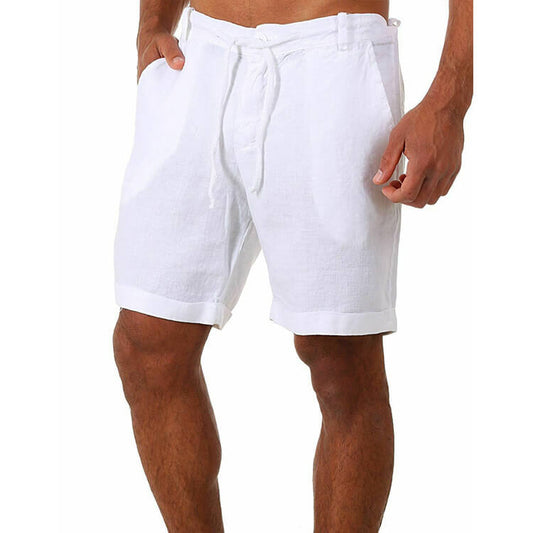 Wholesale S-3XL Men Casual Solid Color Loose Drawstring Waist Shorts