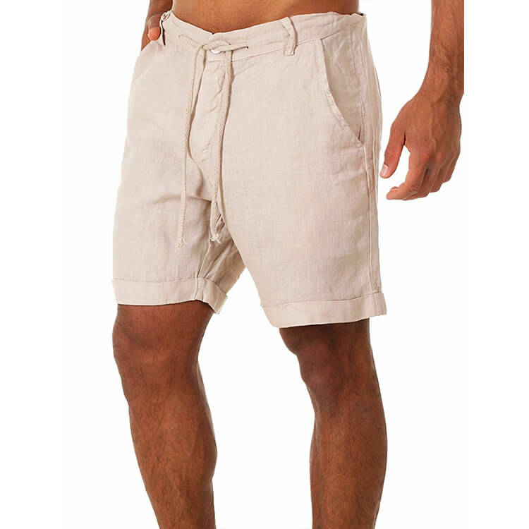 Wholesale S-3XL Men Casual Solid Color Loose Drawstring Waist Shorts