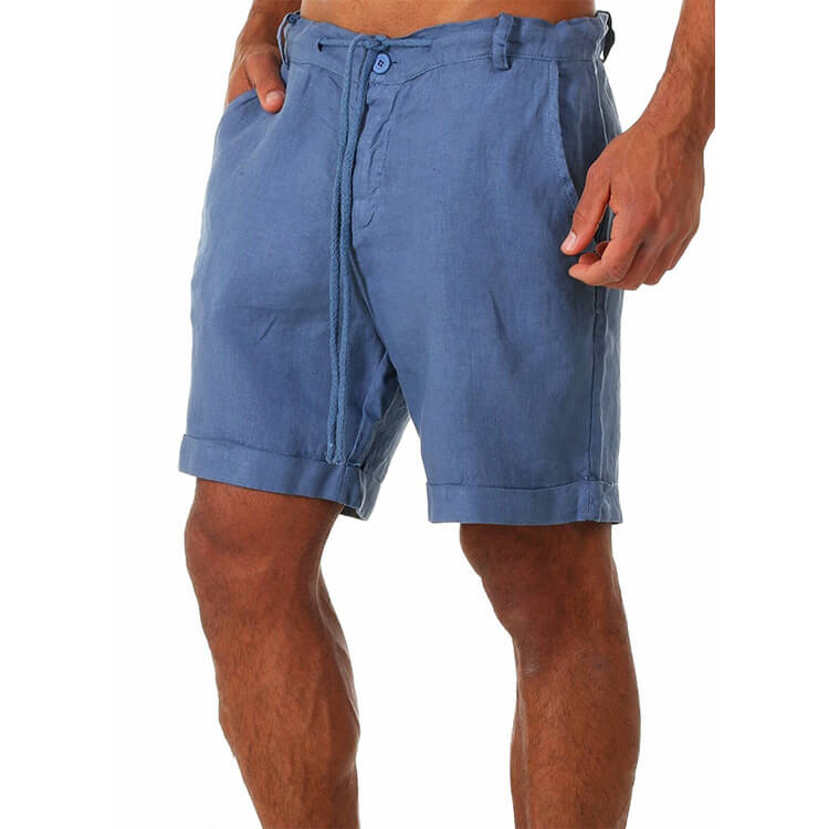 Wholesale S-3XL Men Casual Solid Color Loose Drawstring Waist Shorts