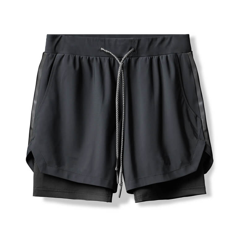 Wholesale M-3XL Men Fashion Double Layer Drawstring Waist Loose Shorts