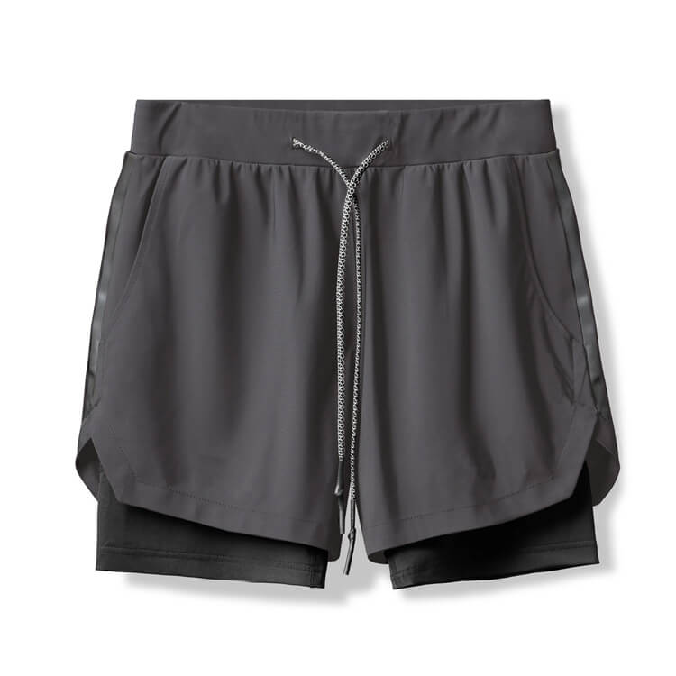 Wholesale M-3XL Men Fashion Double Layer Drawstring Waist Loose Shorts